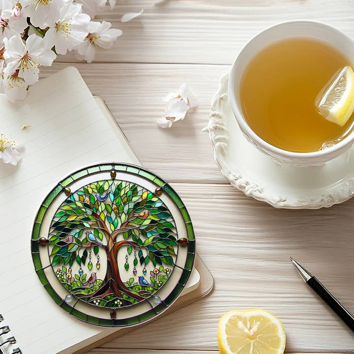 Fernville Creations - Wholesale Coasters - Tree of Life Coaster, Ceramic Coaster with Printed Image1