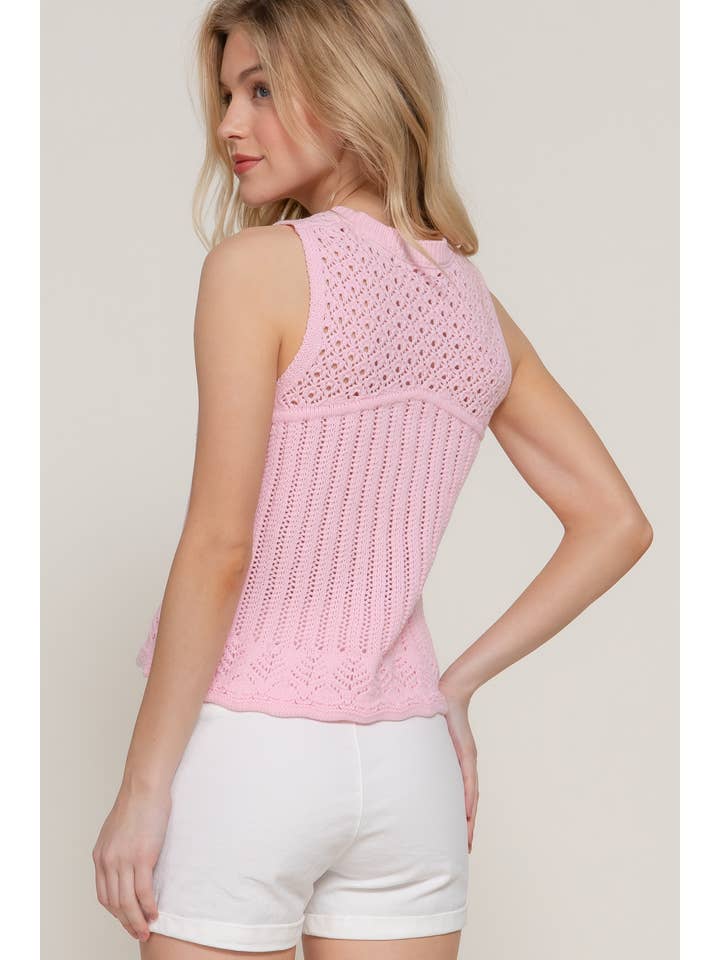 Active Basic | Active USA - Wholesale Tank top – Women′s - Sleeveless Round Neck Crochet Spring Sweater5