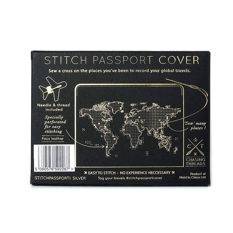 Chasing Threads – wholesale Passport case – women's – Stitch Where You've Been Passport Cover Kit - Vegan Silver8