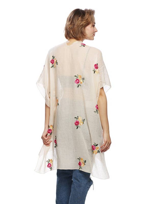 Suzie Q USA - Wholesale Kimono – Women's - Floral Embroidery Ruana3