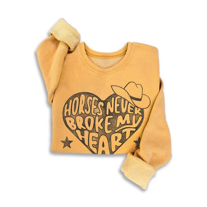 HORSES NEVER BROKE MY HEART MINERAL SWEATSHIRTS for wholesale by HRTandLUV