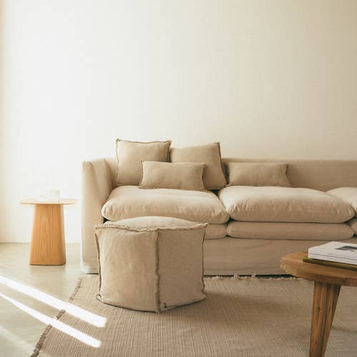 Lorena Canals Home - Wholesale Pouf - Handloom Pouf Beige1