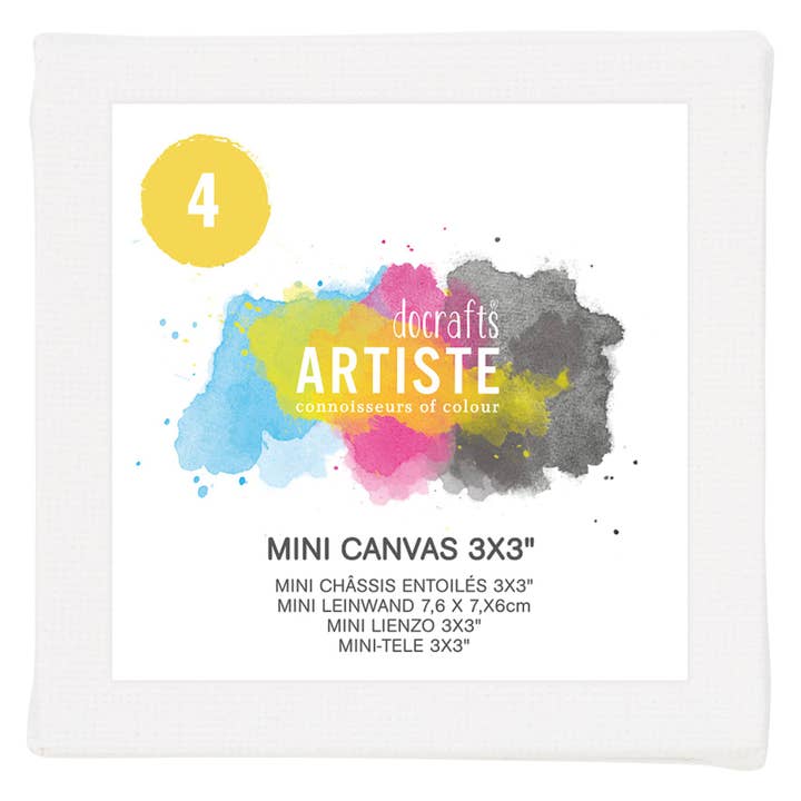 West Design Products UK – wholesale Craft supplies – Artiste Mini Canvas 3x3" (4pk)