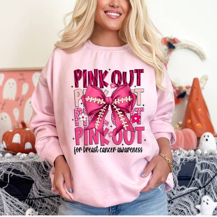 Pink Out Sweatshirt mit Fußballschleife für den Großhandel von Pecan Creek Designs
