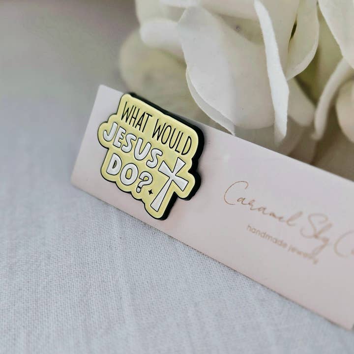 Caramel Sky - Wholesale Lapel Pin/Button - What Would Jesus Do? Enamel Pin, Christian Jewelry1