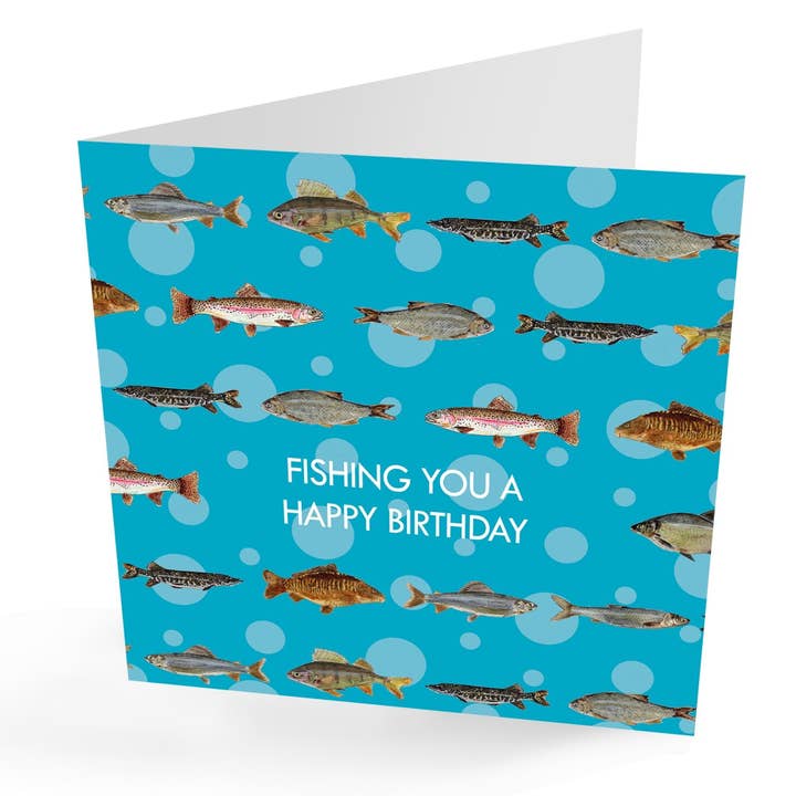 Tarjeta de cumpleaños de pesca «Fishing You A Happy Birthday» para venta al por mayor de presentingperfection