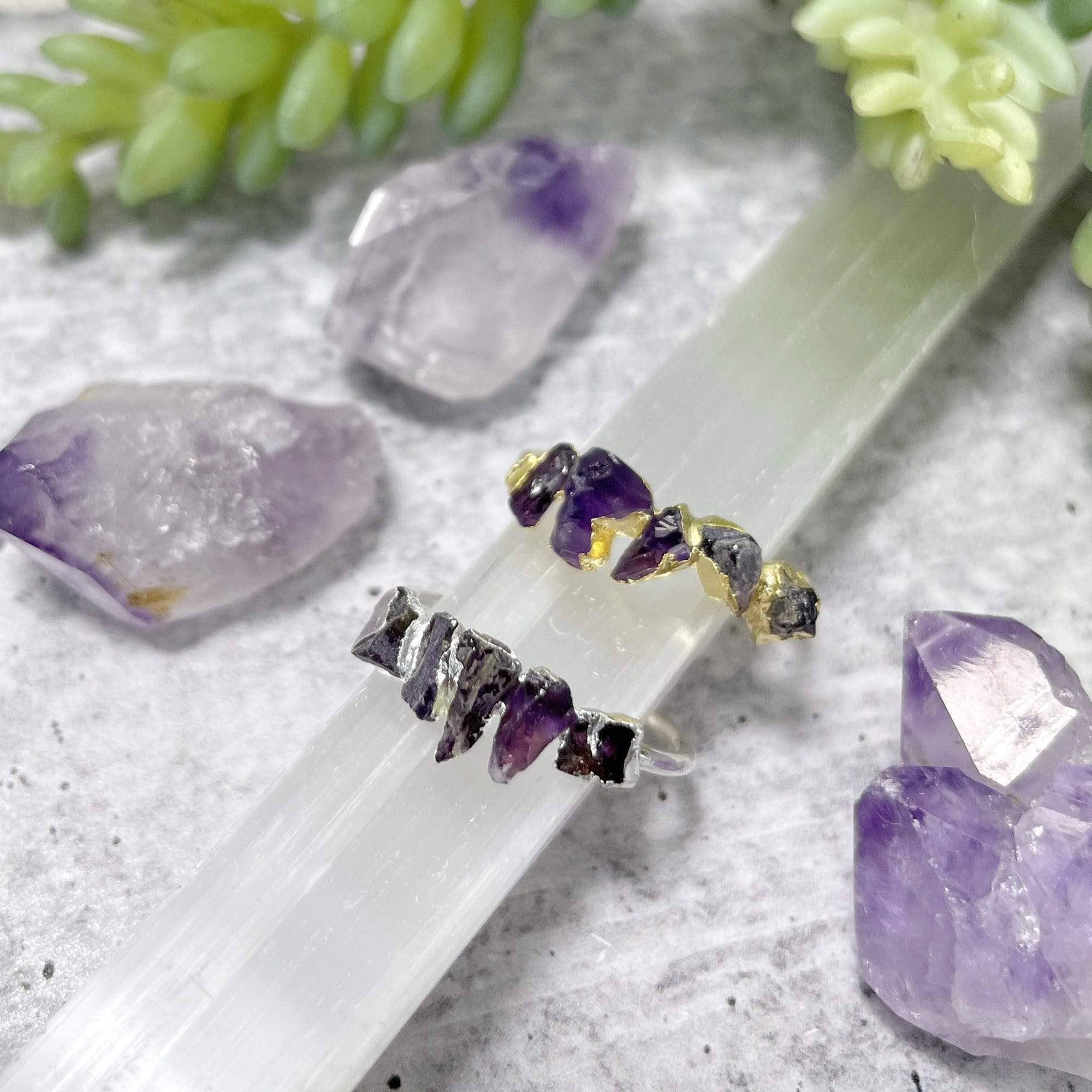 Rock Paradise – wholesale Single stone/solitaire ring – Crystal Raw Stone Ring in Gold or Sterling - Organic Shapes5