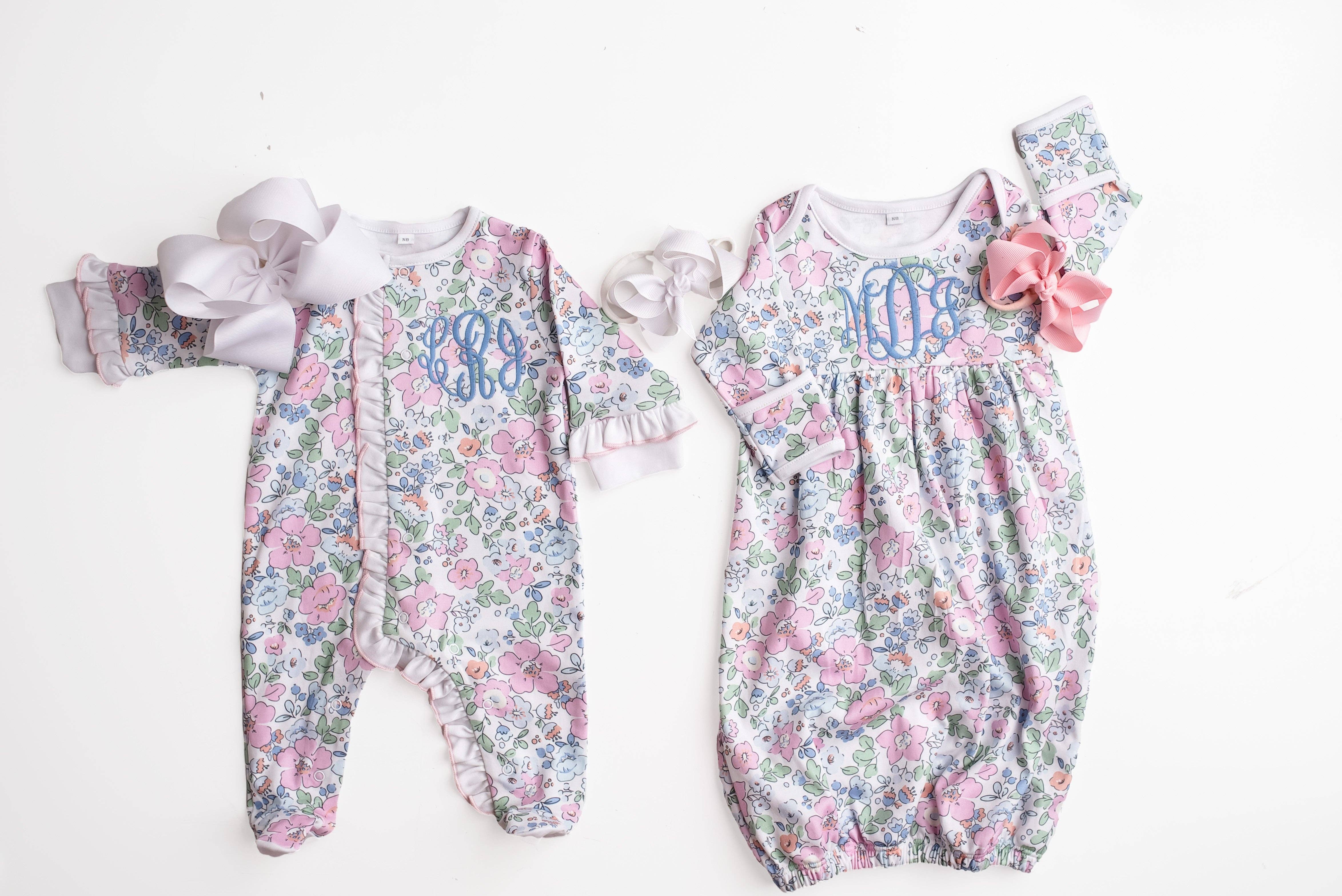 SK Blanks - Wholesale Jumpsuit - Baby - Floral Footie or Gown2