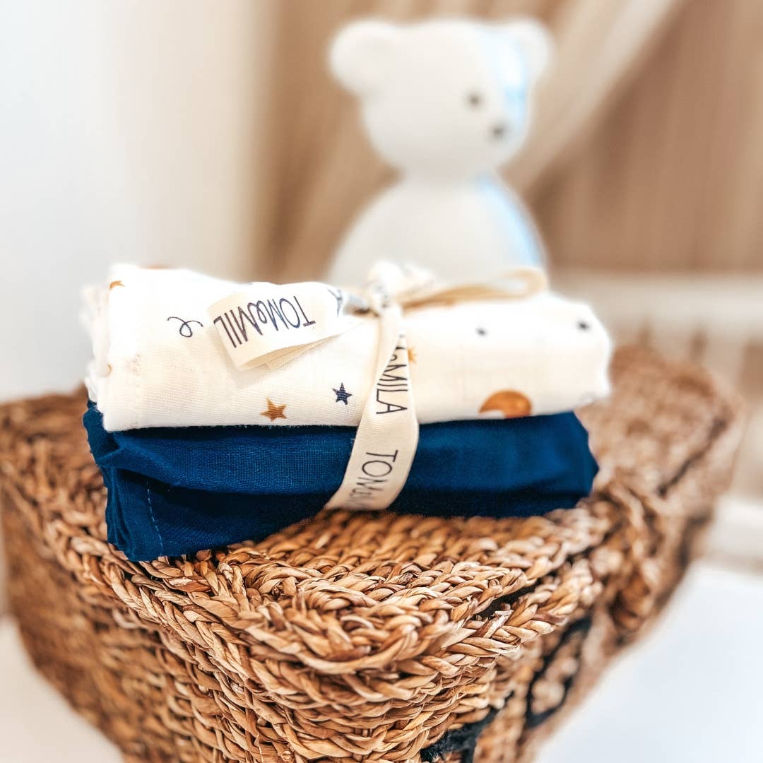 Tom & Mila - Wholesale Deken - Kinderen en baby - Set van 2 extra zachte luiers 70 x 70 cm0