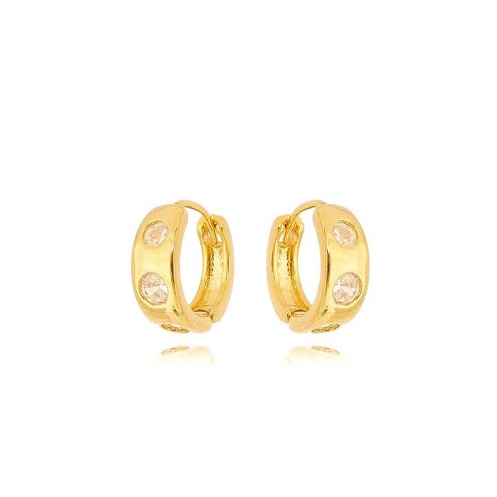 GoldFi - Wholesale Huggie Earrings - 18k Gold Filled Huggie CZ Hoop Earrings For Wholesale And Jewelry Supplies