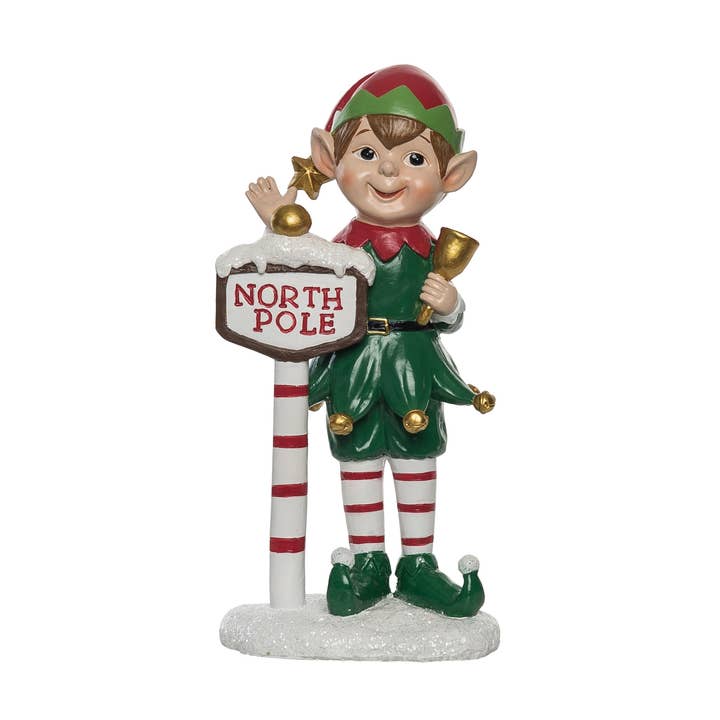 12.25" Christmas Jolly North Pole Elf Figurine DS for wholesale by Transpac