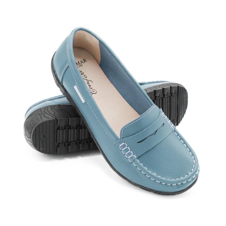 Azul Mocasines de cuero para mujer Zerimar - Zapatos de vestir cómodos, azul de venta al por mayor en Faire