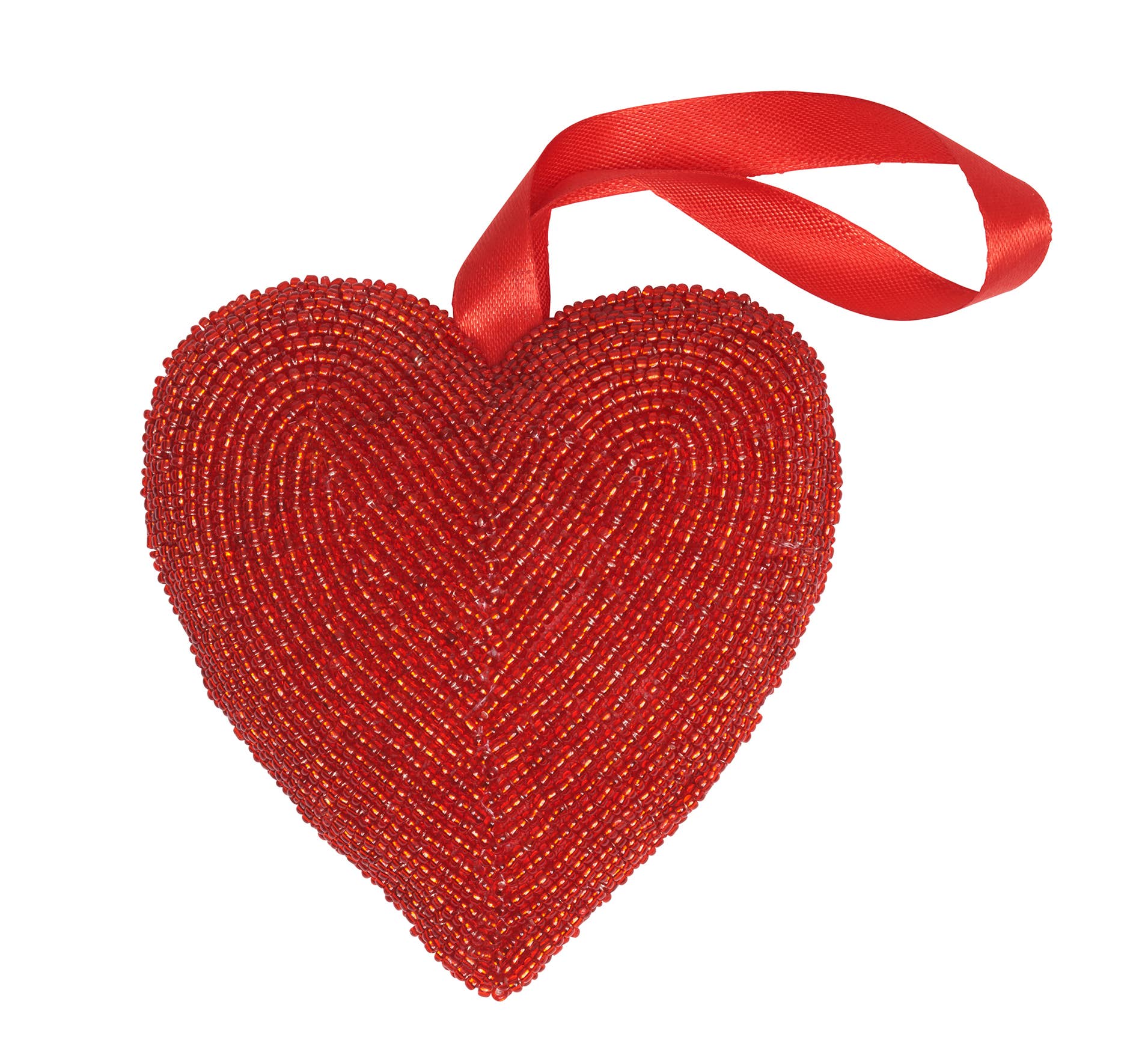 Inspired Generations - Wholesale Ornament Set - Beaded Red Heart LOVE Ornament - Set of 21