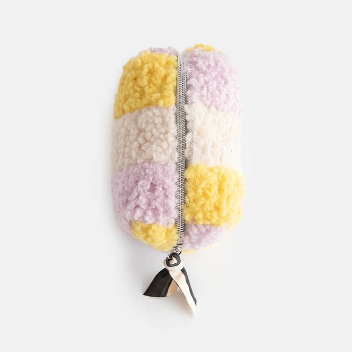 Caroline Gardner - Wholesale Makeup/Cosmetic Bag - Multi Stripe Borg Mini Cube Cosmetic Bag3