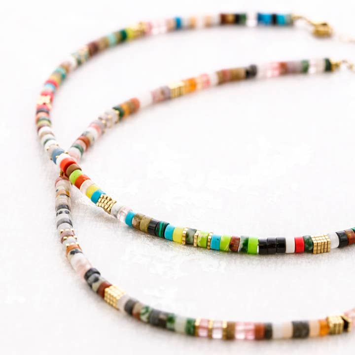 Sonata - Wholesale Snap Jewelry - Steel Stone Necklace3
