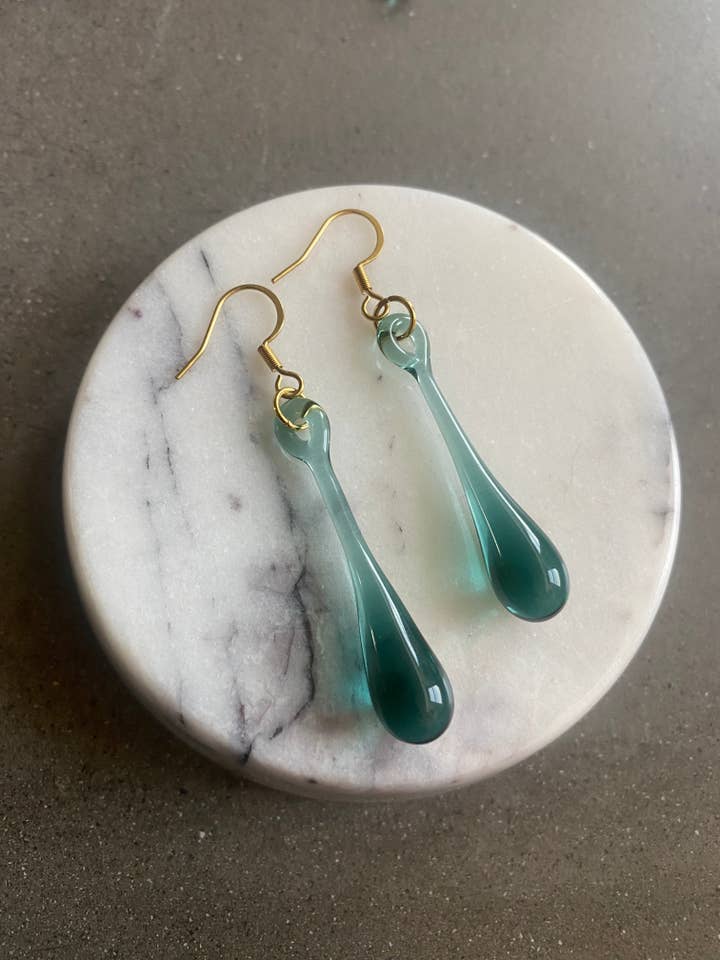 Pine Green Drop Earring for wholesale by Jukju Glass