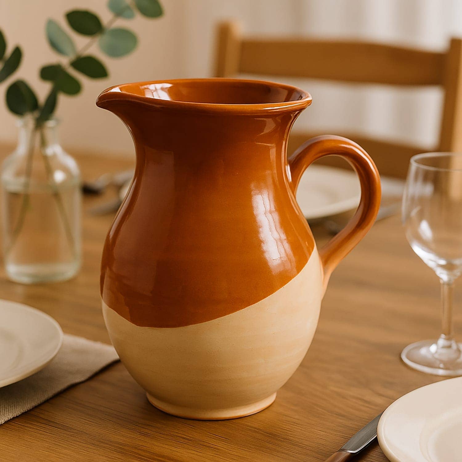 Etnico del Mondo - Wholesale Carafe - Handcrafted Glazed Terracotta Pitcher Rustic Style1