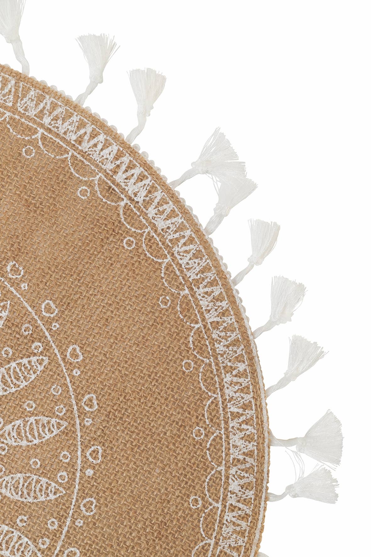 VdE Tivoli 1996 – Engroshandel Dækkeserviet – Hvide runde dækkeservietter i jute, 3 assorterede3