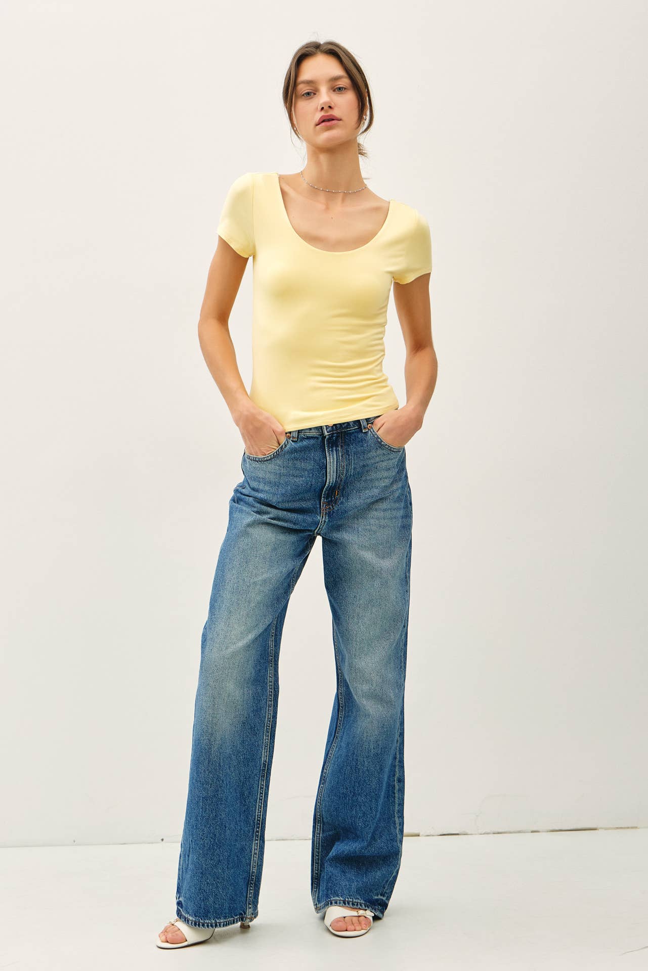 Be Cool - Wholesale T-Shirt - Women's - [SOFT CORE] BASIC DOUBLE LINED SCOOP NECK CAP SLEEVE TOP 10