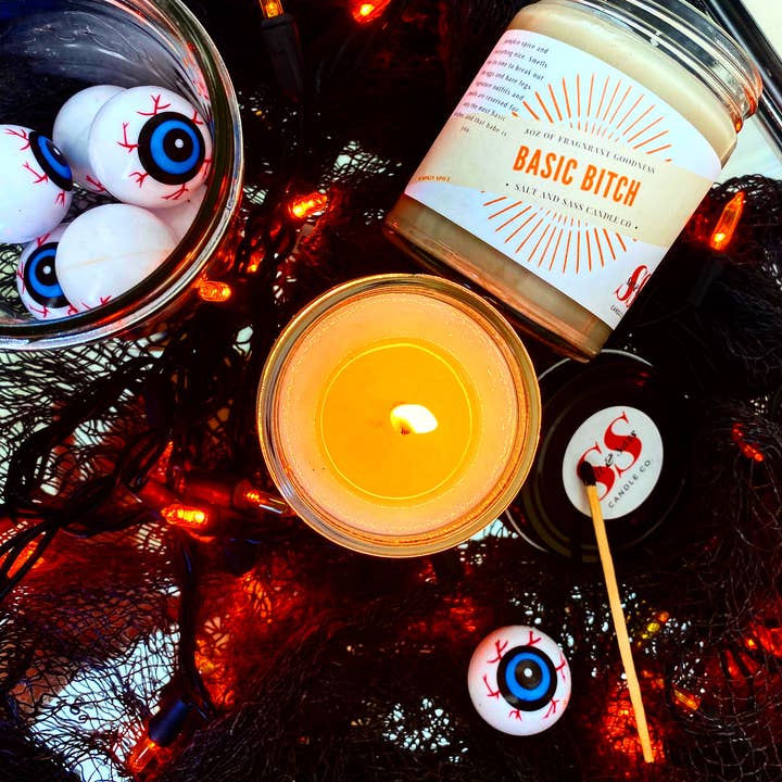 Basic B!tch (Halloween Candle - pumpkin spice scented) for wholesale by Salt and Sass Candle Co
