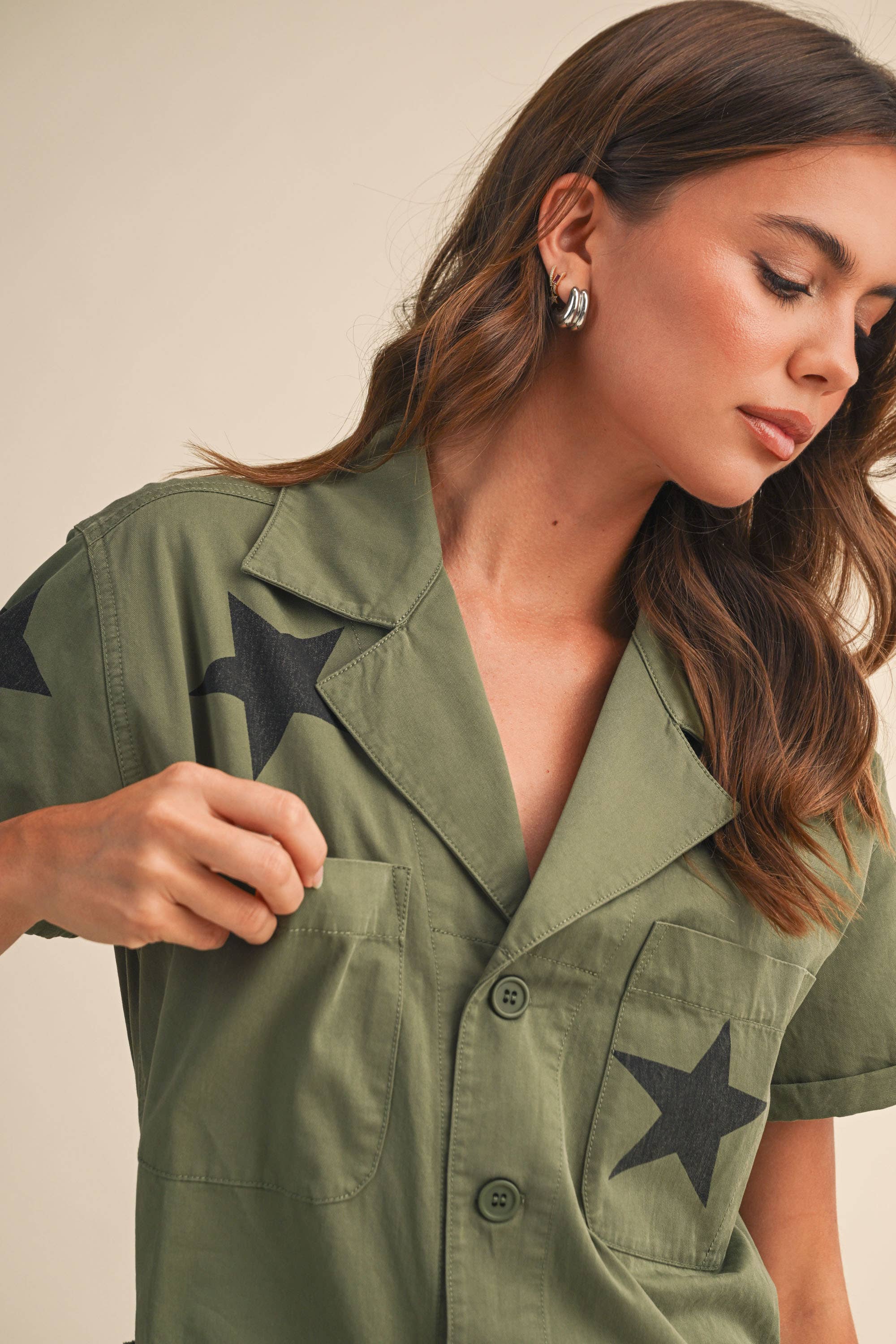 Klesis - Wholesale Jumpsuit - Women's - IJP3204 CONTRAST STAR PRINTED SHORT SLEEVE JUMPSUIT10