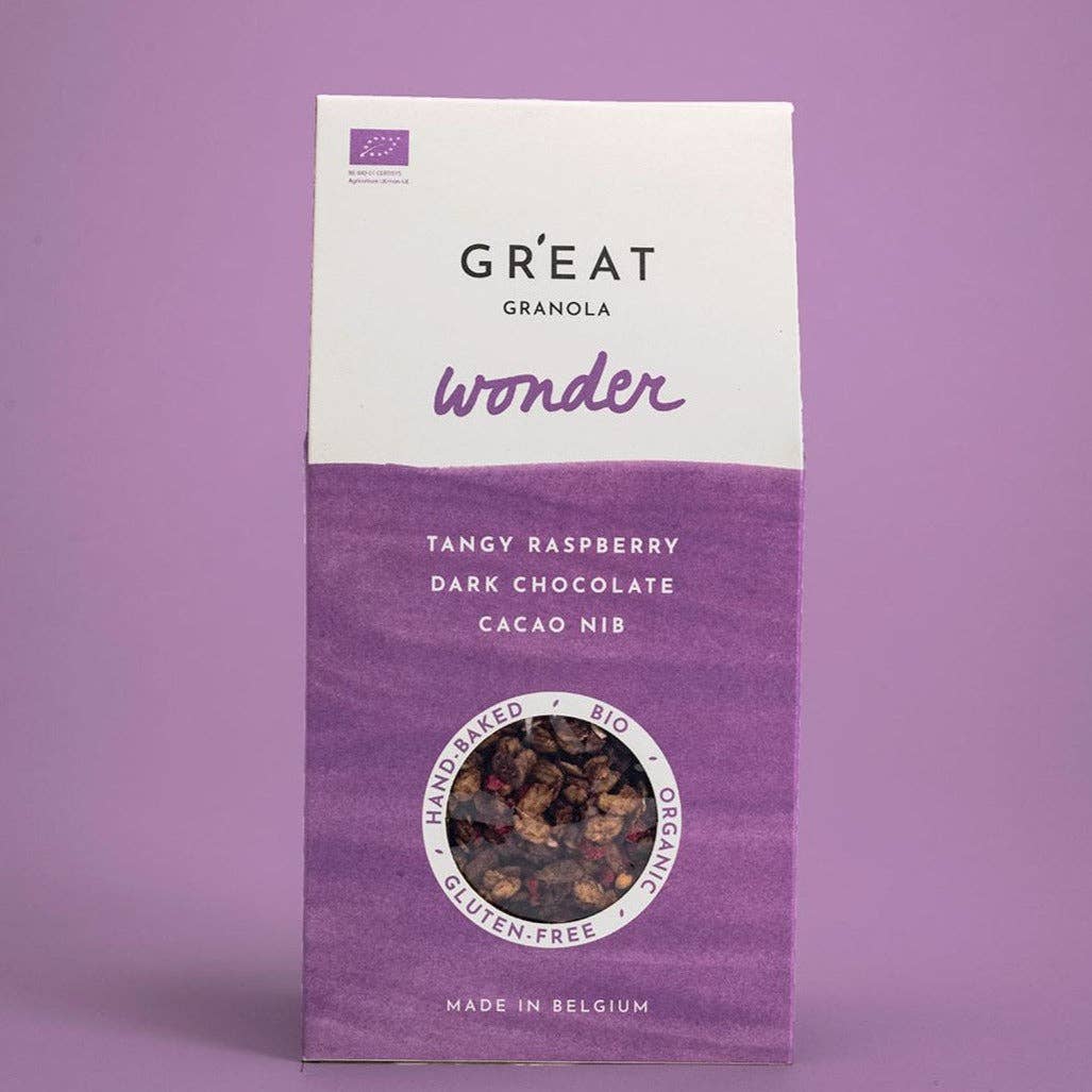 GR'EAT Granola – wholesale Granola – WONDER 300g - Raspberry • Dark Chocolate • Cacao Nibs1