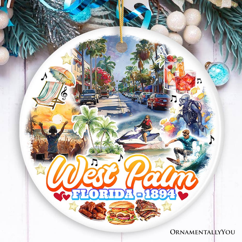 OrnamentallyYou – wholesale Ornament – West Palm Beach Florida Ornament, Artistic Paradise Souvenir0