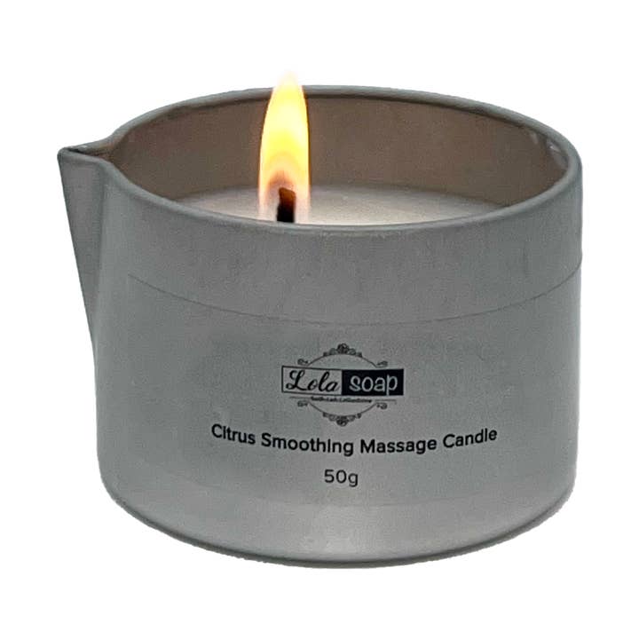 Citrus Smoothing Massage Candle for wholesale by Lola Soap