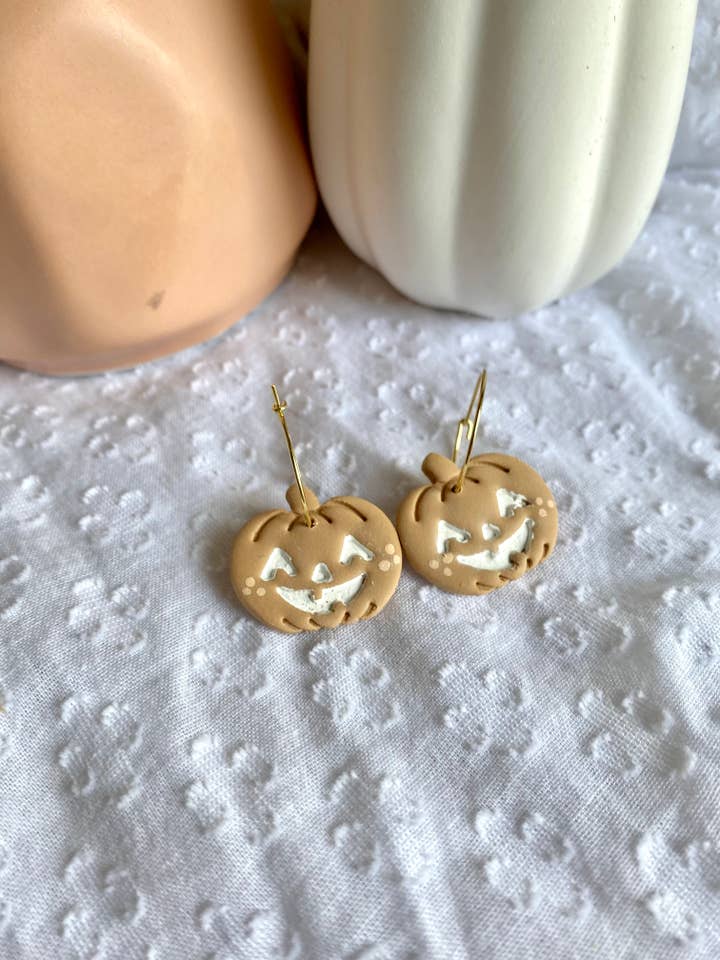 Cheery pumpkin drop dangle earrings for wholesale by Terra Made