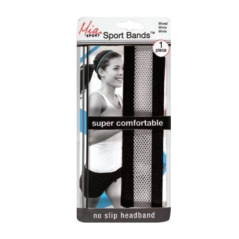 Mia Sport Bands-Ventilating Headbands -Black w/White Netting for engroshandel hos Mia