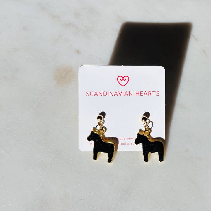 Scandinavian Hearts - Wholesale Stud/Post Earrings - Dala Horse Earrings