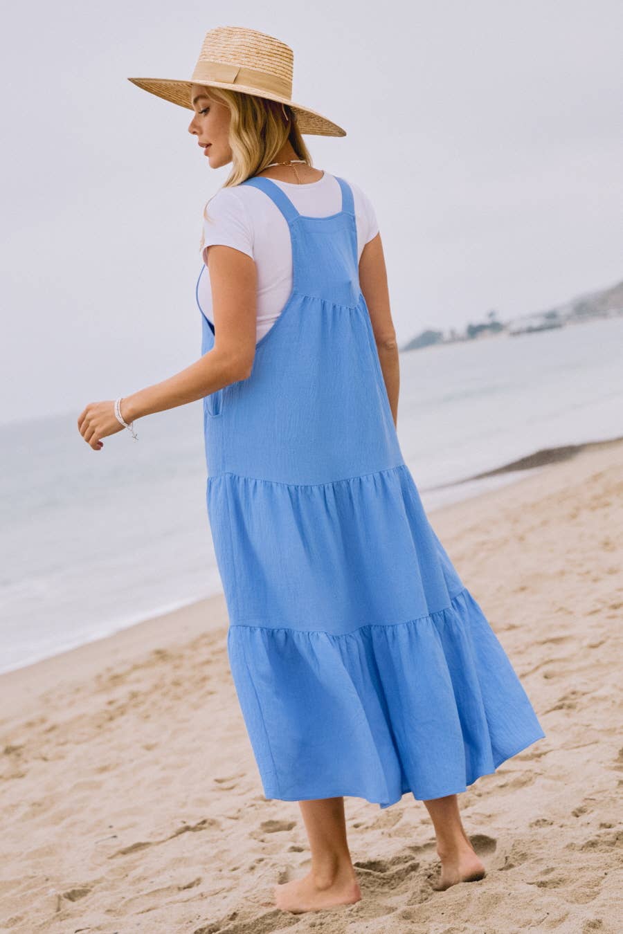 Oddi – wholesale Dress – Women's – Solid Button Sling Tiered Midi Dress13