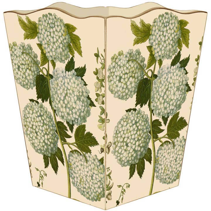 Pale Hydrangea Wastepaper Basket for wholesale by Marye-Kelley
