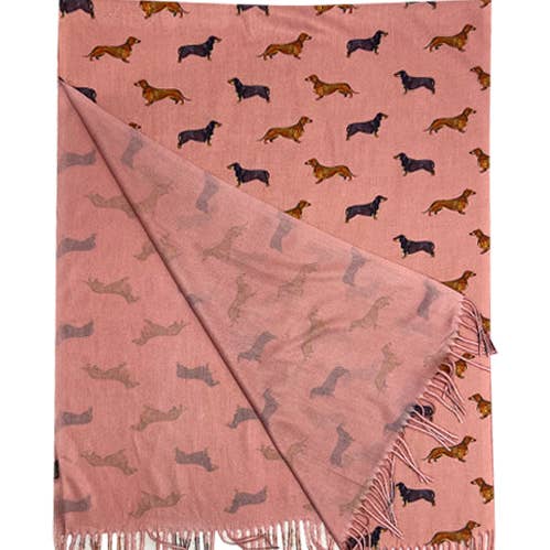 Fashion Scarf World - Wholesale Scarf - Women's - Dachshund Sausage Dog Print Tassel Scarf