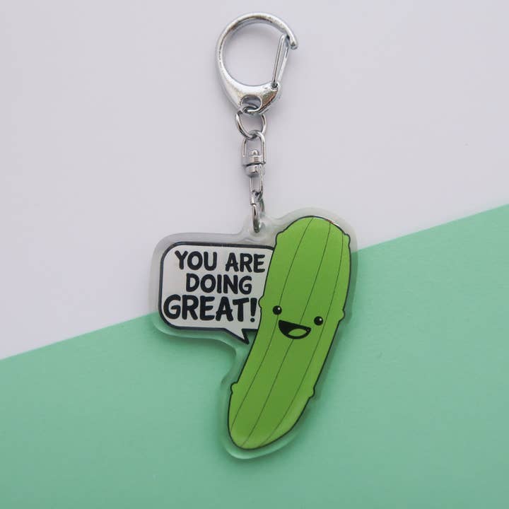 Pickle of Positivity - You are doing great - keyring for wholesale by Bird House Press