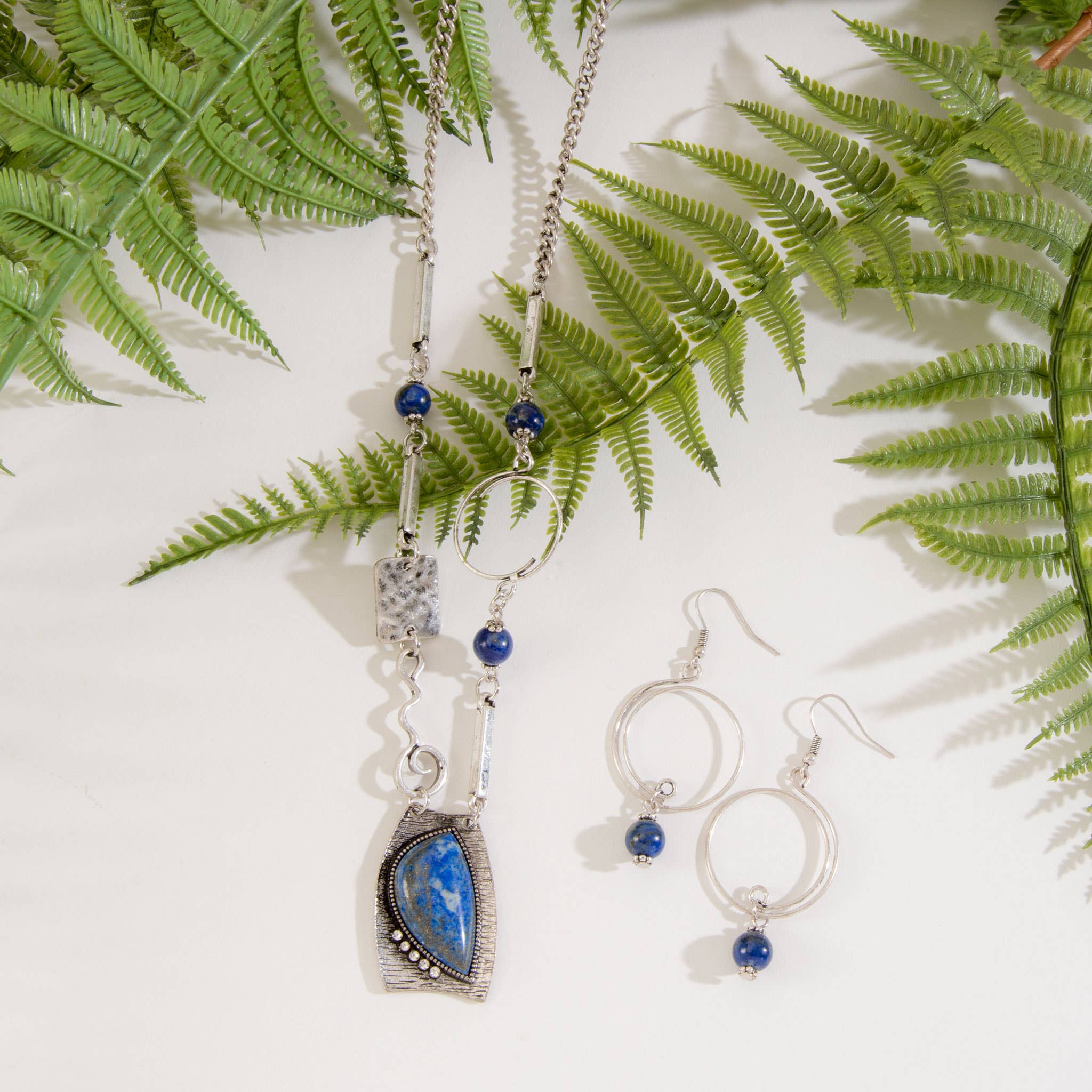 Wholesale Davina Lapis Stone 22 Pendant Necklace and Earring Set for your  store - Faire