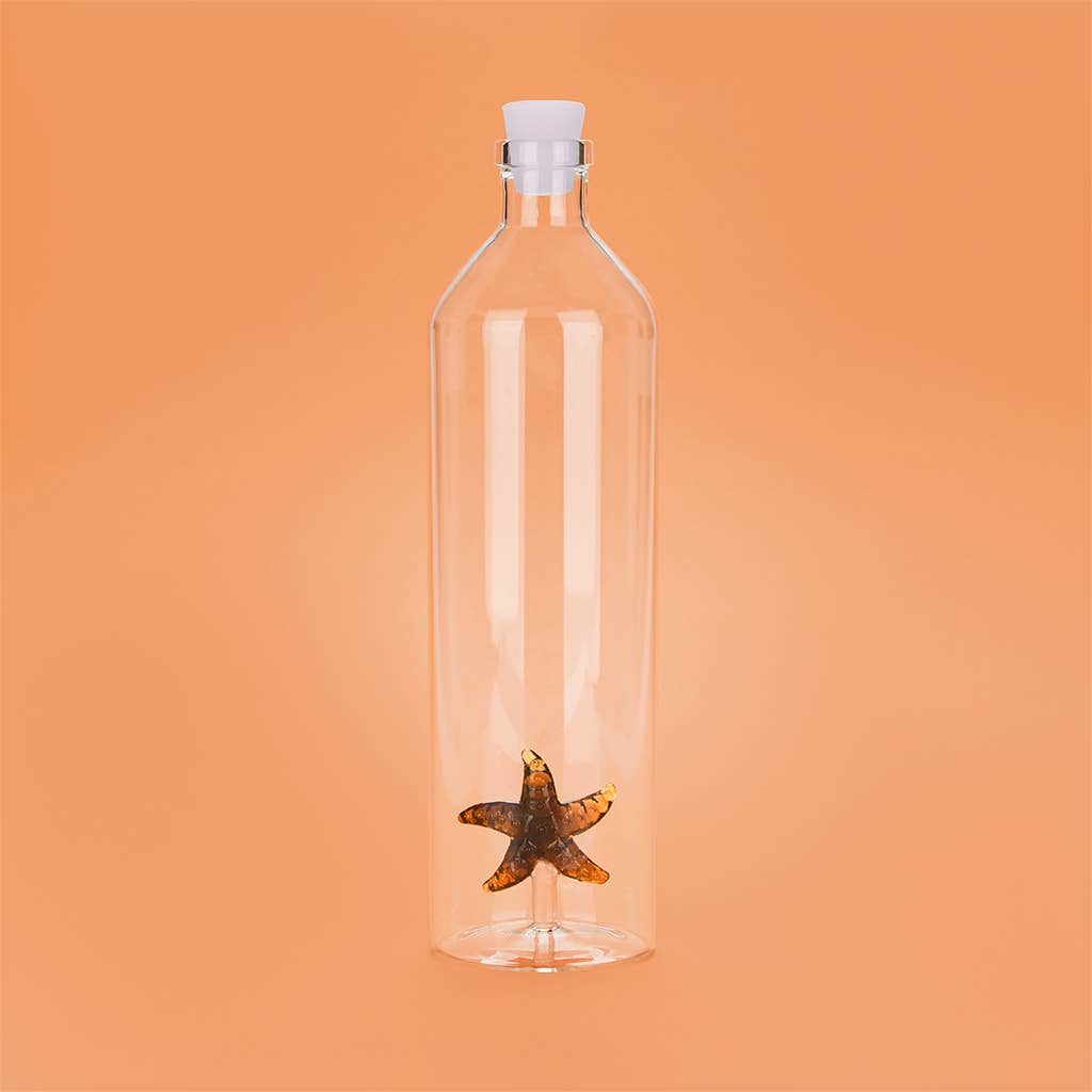 Balvi – Großhandel Trinkflaschen – Balvi Atlantis Starfish Wasserflasche 1,2 l aus Borosilikatglas mit rotem Seestern3