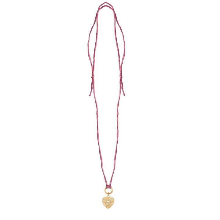 Mint + Sky - Wholesale Pendant/Charm Necklace - Handpainted Real Silk Cord with Charm Keeper and Crystal Heart (Five Colors)5