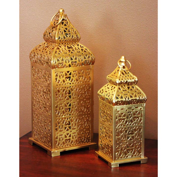 WholesaleMart - Wholesale Lantern - Golden Temple Moroccan Candle Lantern Set