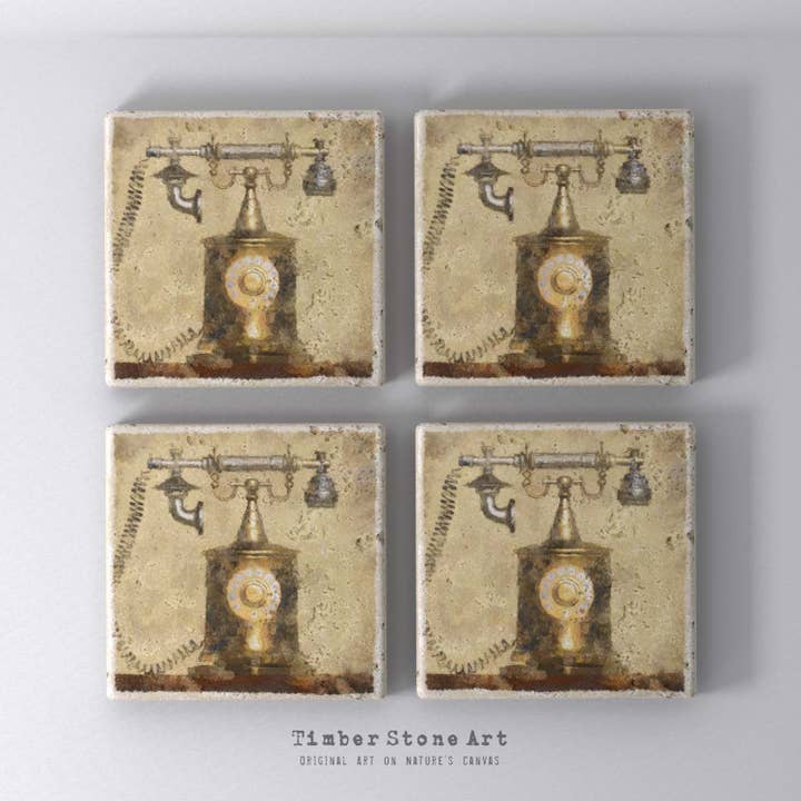 MAIN0184 - Set med 4 underlägg av natursten för wholesale av Timber Stone Art