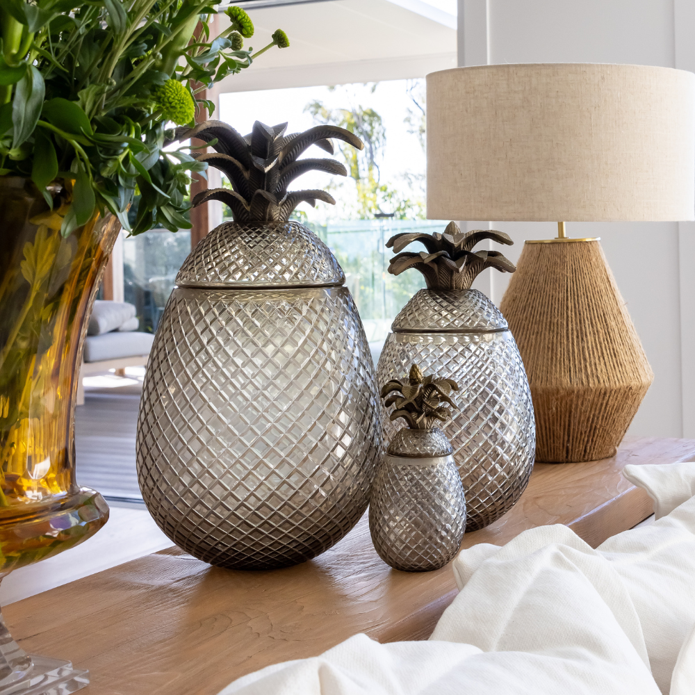 BHD HOME - Wholesale Decorative jar - Glass Pineapple Jar Smoke1