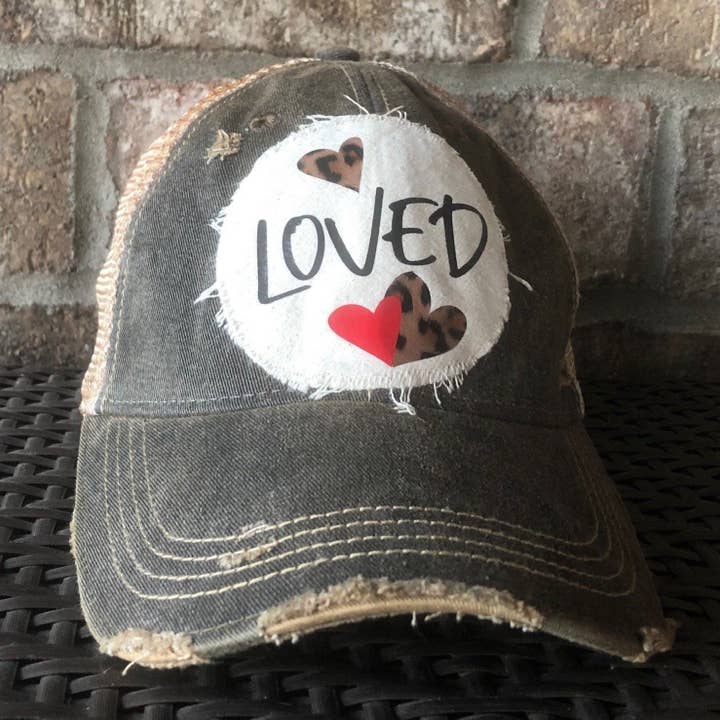 Loved Hat, Leopard Hearts Loved Hat, Valentine's Day Hat for wholesale by BohoGroove