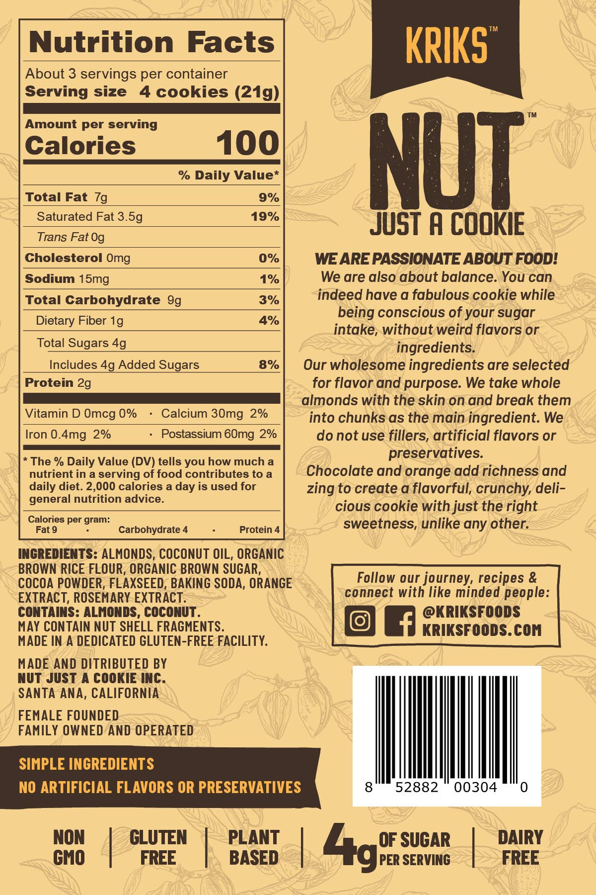 Nut Just a Cookie - Wholesale Cookie - Nut Just A Cookie  Chocolate Orange 2.2oz 6