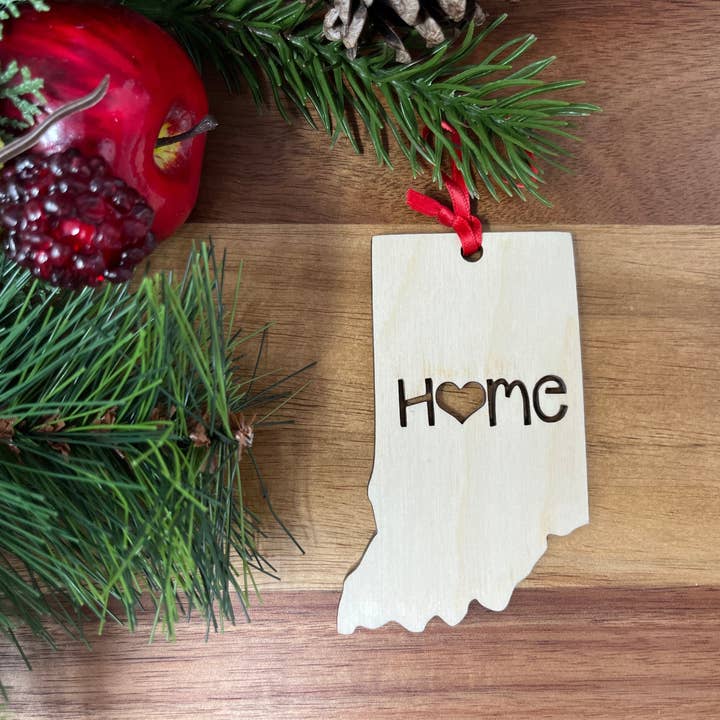 Indiana State Wood Christmas Ornament for wholesale by Joseph's Workshop