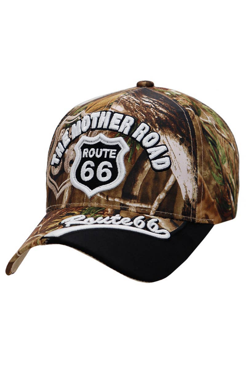 Cap Zone - Wholesale Baseball Cap - Women's - Route 66 The Mother Road Arc Logo Acrylic Baseball Cap0