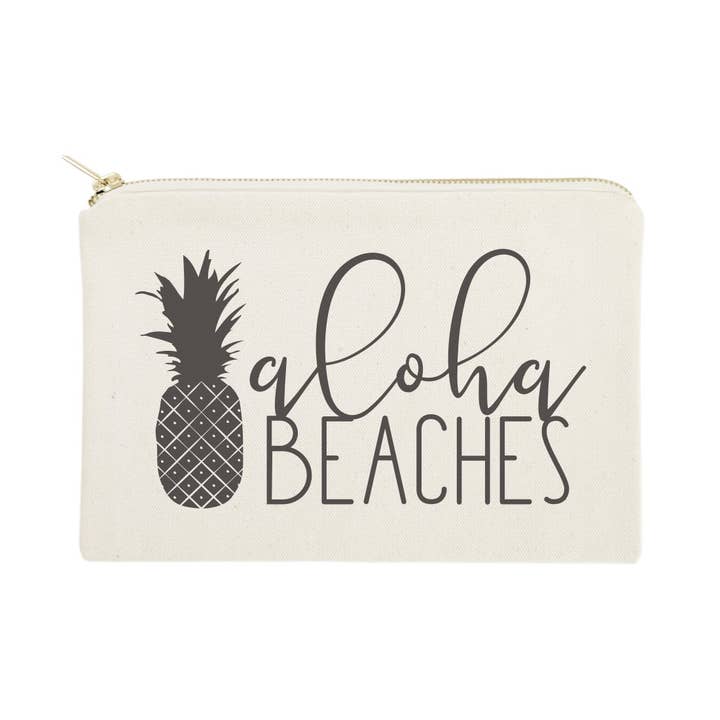 Aloha Beaches Travel Make Up Pouch for wholesale by The Cotton & Canvas Co.