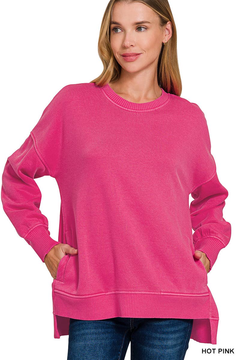 42POPS - Wholesale Sweatshirt - Women's - ',,, Fleece Hi Low Hem Pullover With Pockets78
