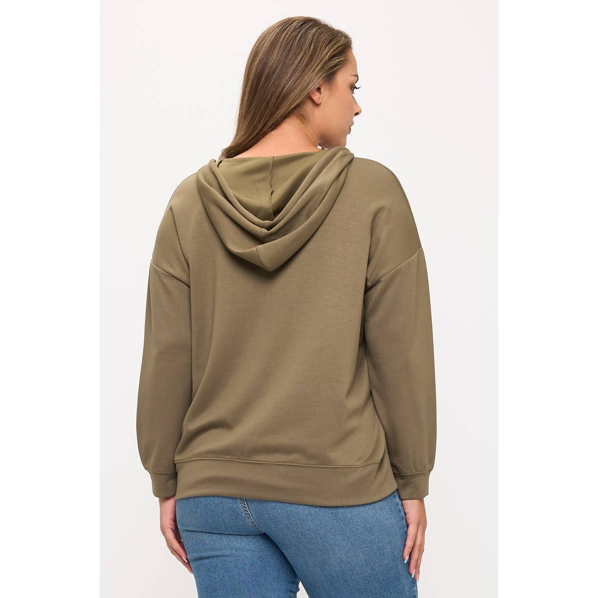 OLIVA FELPA CON CAPPUCCIO E TASCA A MARSUPIO MODAL PLUS in vendita all'ingrosso su Faire2