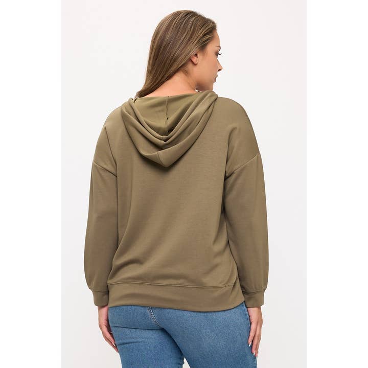 OLIVA FELPA CON CAPPUCCIO E TASCA A MARSUPIO MODAL PLUS in vendita all'ingrosso su Faire2