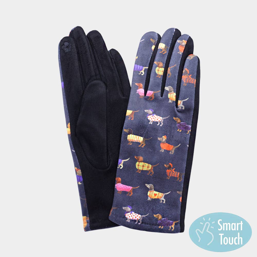 Sensibling Corp. - Wholesale Gloves - Women's - Dachshund Puppy Pattern Printed Smart Touch Gloves3